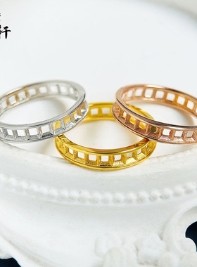 S925银群镶款正方2.5mm空托戒指