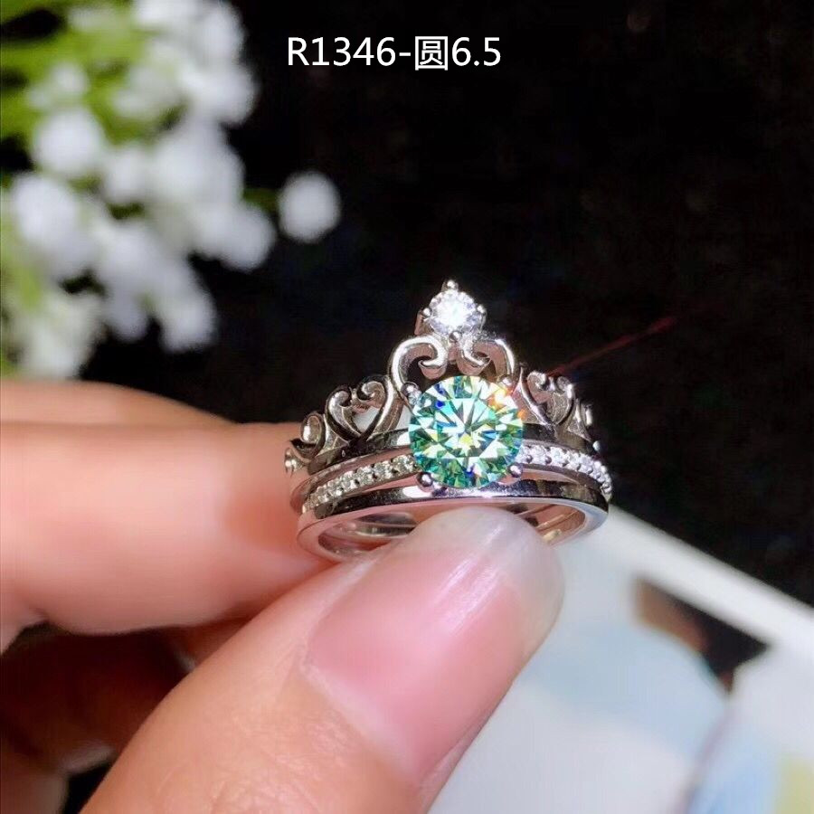 戒指托925银皇冠莫桑钻石diy