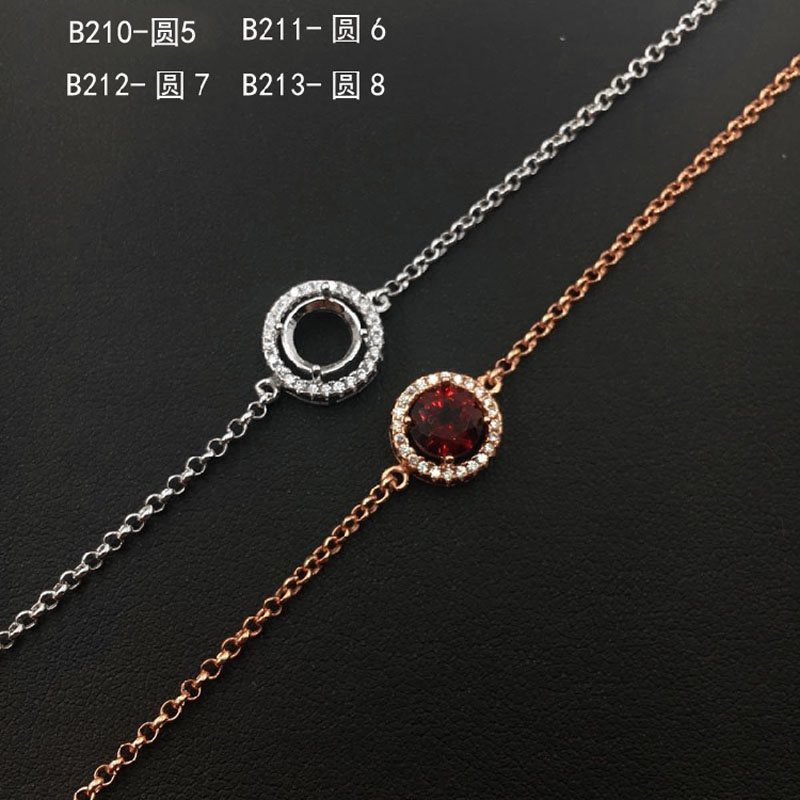diy925银镶嵌圆形代加工手链定制