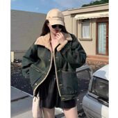 加绒加厚牛仔外套女秋冬2025新款 宽松百搭网红小个子羊羔绒棉衣服