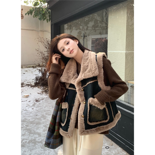 加绒加厚牛仔马甲女2025秋冬新款外搭无袖坎肩羊羔绒保暖马夹外套