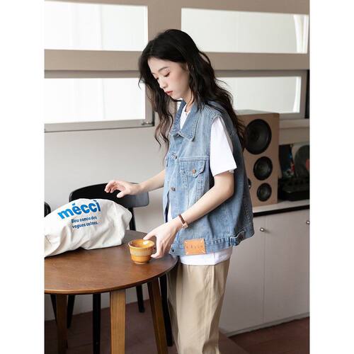 牛仔马甲女春秋新款复古宽松