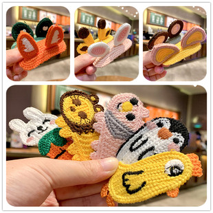 可爱立体针织毛线卡通发夹甜美耳朵侧边刘海夹顶夹网红发卡发饰女