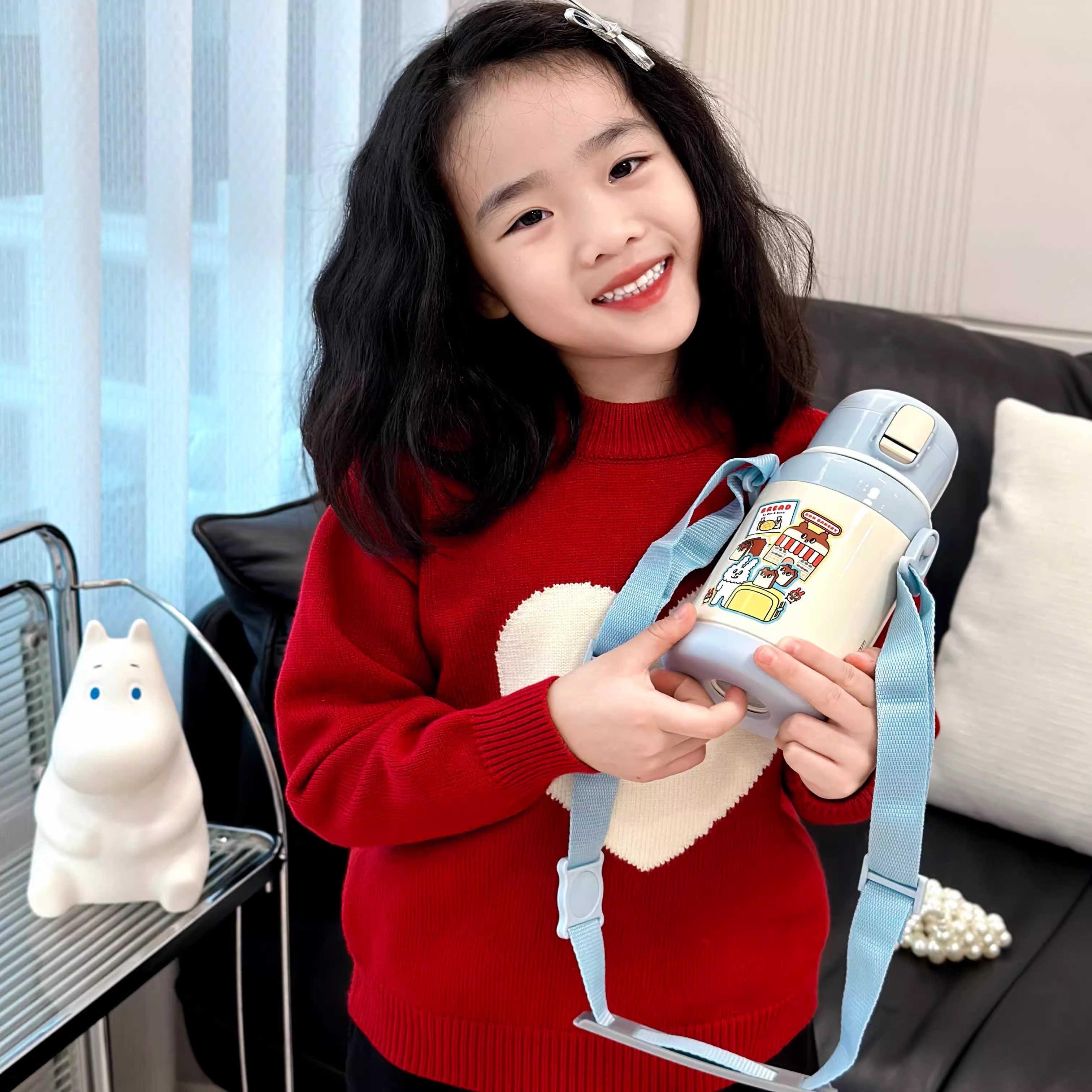 AIRgram Bunni Konbiny儿童双盖保温杯吸管杯学生大容量316不锈钢