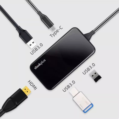 联想thinkplus USB Type-c多功能PD便携HUB扩展坞 HDMI高清TPH-05