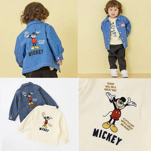 小码赔本清仓！原D！PM纯棉牛仔外套 刺绣卡通图案 男女童装