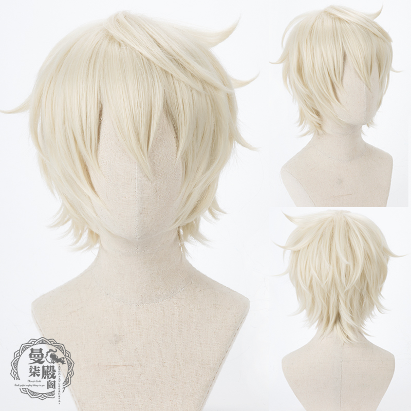 高温丝奶黄色短发cos假发