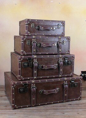 复古手提箱展示仿古风格小皮箱定制礼盒手提行李箱收纳道具箱子