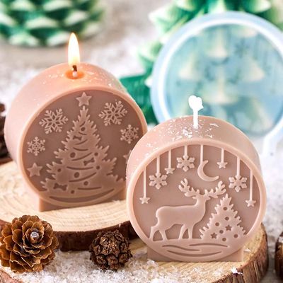 Christmas Ornaments Silicone Candle Mold DIY Handmade Relief