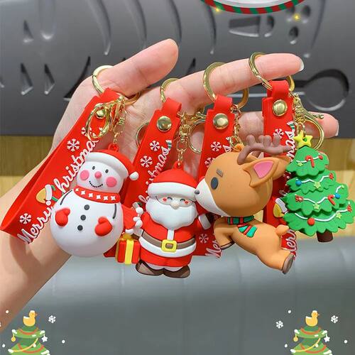 Christmas Cartoon Keychain Christmas Socks Snowman Accessori