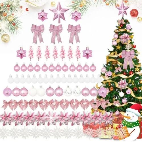 Christmas Ball Decoration Glitter Flowers Berry Stems Snowfl
