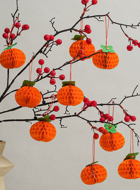 2026 New Year Decoration Small Lantern Honeycomb Ball Persim