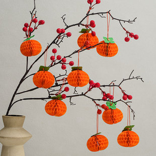 2026 New Year Decoration Small Lantern Honeycomb Ball Persim