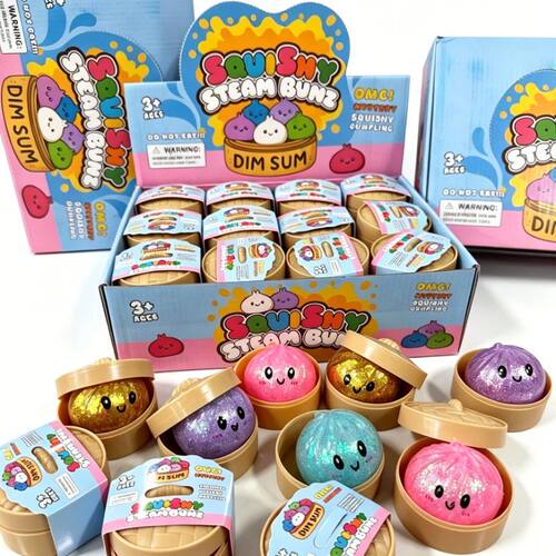 Glitter Dumpling Squishy with Box Dumplings Sensory Steamer