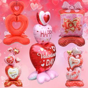 Large Valentine Stand Pedestal Kiss Me Love Heart Shape Foil