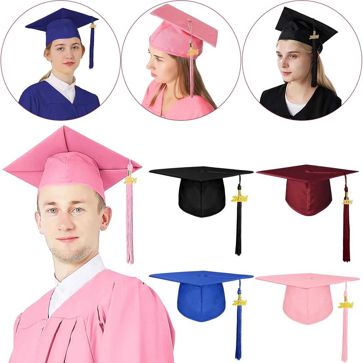 1Pc Graduation Season Bachelor Hat Graduation Hat with 2024-封面