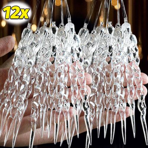 12/2pcs Clear Acrylic Icicle Ornaments Christmas Tree Hangin