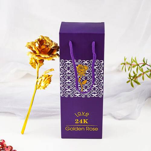 Creative Artificial 24K Gold Rose Flowers with Gift Box for
