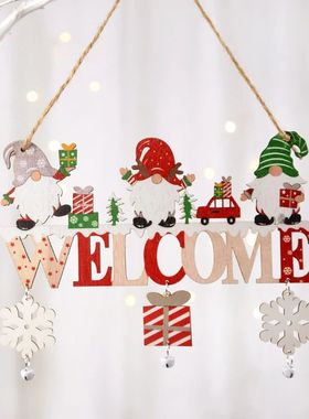 Christmas Wooden Decorations Wall Porch Letter Pendant Snowm