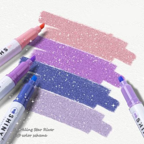 4PCS Sparkling Pink Highlighter Star River Handwritten Pen w