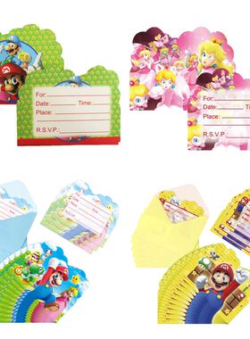 Mario Invitation Card Birthday Party Decor Baby Shower Dispo