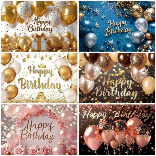 Gold Glitter Blue Birthday Party Backdrop Balloon Star Booth