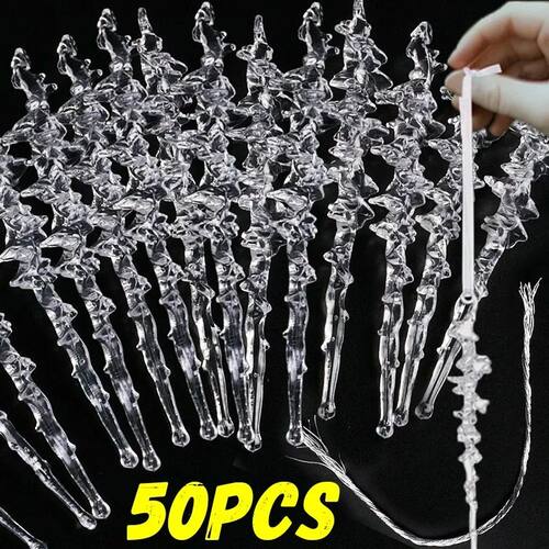 Transparent Christmas Pendant Clear Acrylic Icicle Drop Orna