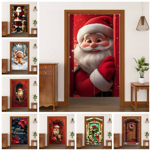 Christmas Decoration Door Curta Noren Santa Gingerbread Man