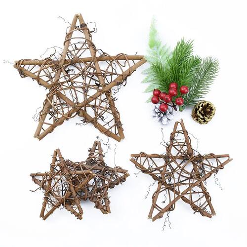 10/15/20cm Artificial Flowers for Wall Rattan Star Frame Wre