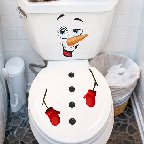 Christmas Toilet Sticker Merry Christmas Decoration Snowman