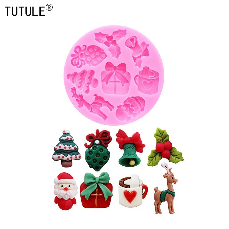 Christmas deer Strawberries Silicone Mold Santa foliage Fond