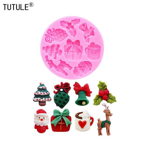Christmas deer Strawberries Silicone Mold Santa foliage Fond