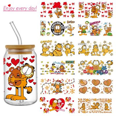 Personalize Cute Cat Pizza Cartoon UV DTF Transfer Sticker f