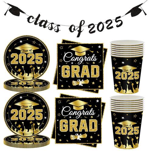 Congrats Grad Party plate cup napkin Banner decoration Congr