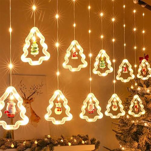 Christmas Decorations LED Curtain String Lights Cute Xmas Tr