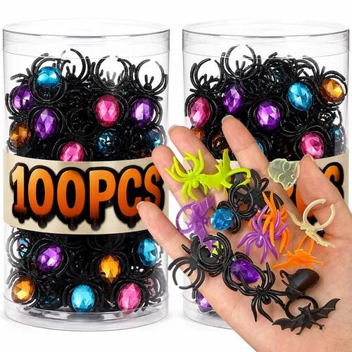 10/100Pcs Halloween Rings Realistic Spider Ring Mini Lifelik