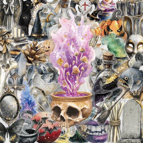 50PCS Mysterious Retro Halloween Feng Shui Color Art PET Sti