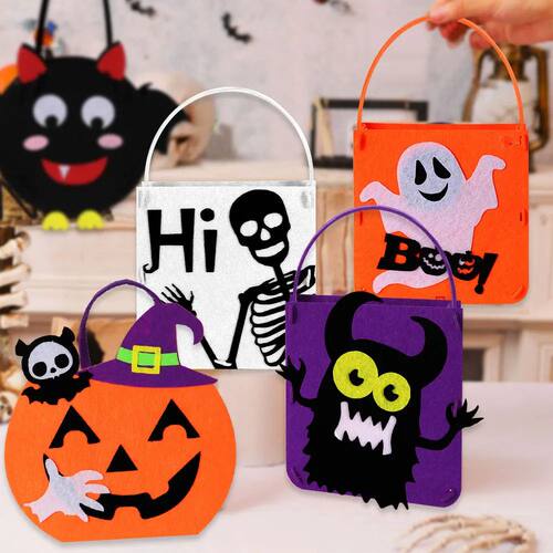 Felt Halloween Trick-or-Treat Bag - Spooky Pumpkin & Ghost D