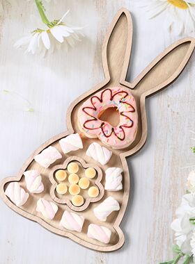 Easter Wooden Pallet Food Plate Wood Tray Easter Bunny Eggs