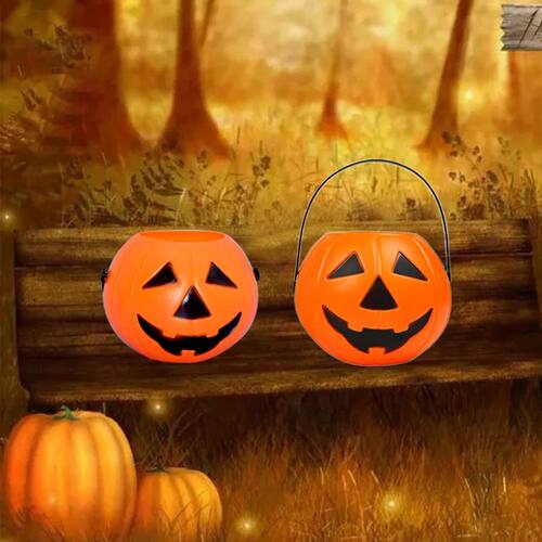 2pcs Halloween Pumpkin Bucket, Portable Pumpkin Lantern Cand
