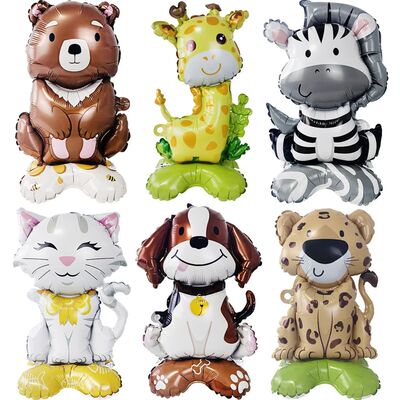 4D Standing Animals Balloon Bear Cat Dog Giraffe Zebra Leopa