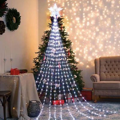 LED Star Waterfall Lights Christmas Tree Ornaments String Li
