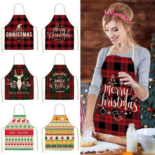 Linen Merry Christmas Apron Christmas Decorations for Home K
