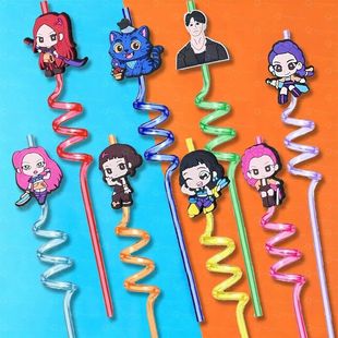 Kpop Demon Hunter Straw Birthday Decoration Cartoon Figure P