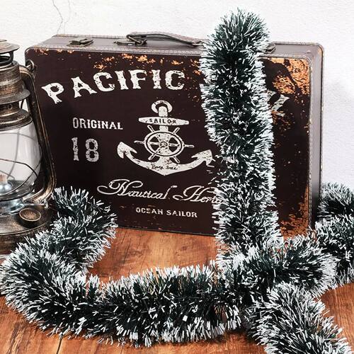 2M Christmas Metallic Streamers Green Frost Tip Tel Garland