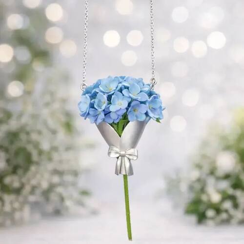 Elegant Wearable Flower Bouquet Clip Pendant Necklace for Wo