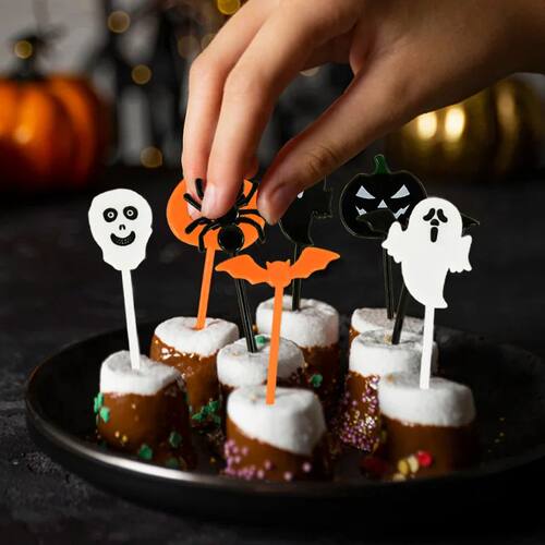 20pcs Halloween Toothpicks Cupcake Topper Pumpkin Ghost Cake