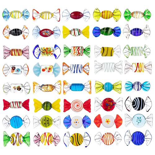 20/40pcs Vintage Murano Style Various Glass Sweets Candy Orn