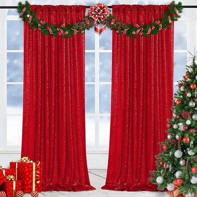 Red Sequin Backdrop Curta Christmas Halloween Birthday Party