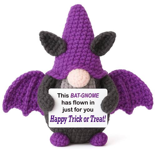 Halloween Crochet Doll Purple Wool Handmade Knitted Bat Dwar